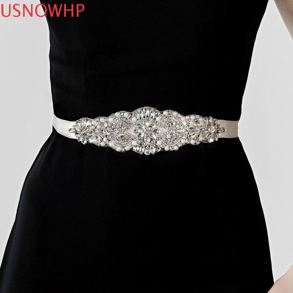 USNOWHP Cinto De Casamento , Fita Estilo Coreano Noiva , Moda Vestido Longo Prata Faixas Femininas
