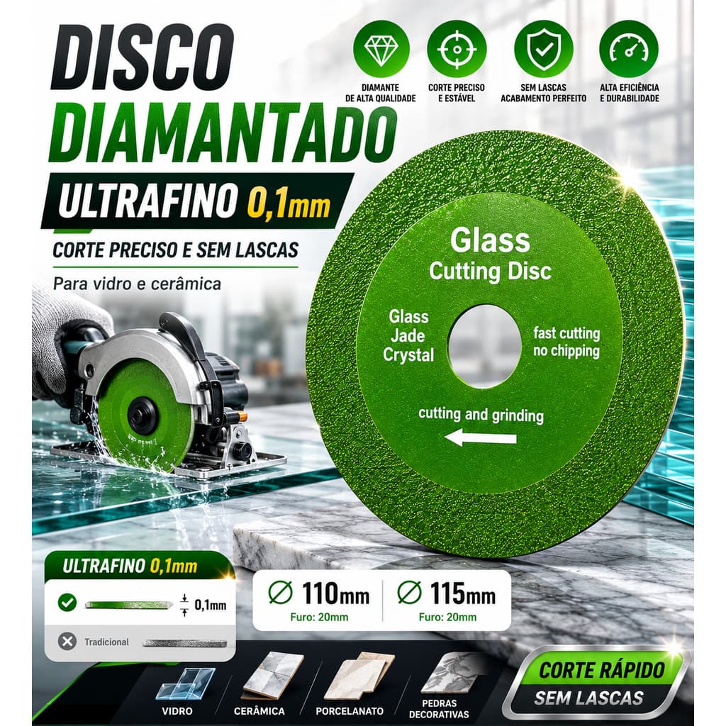 1/2/3/4/5 Peças Disco de Corte Diamantado para Vidro Porcelanato Azulejo Cerâmica Mármore Corte Fino 100mm 115mm