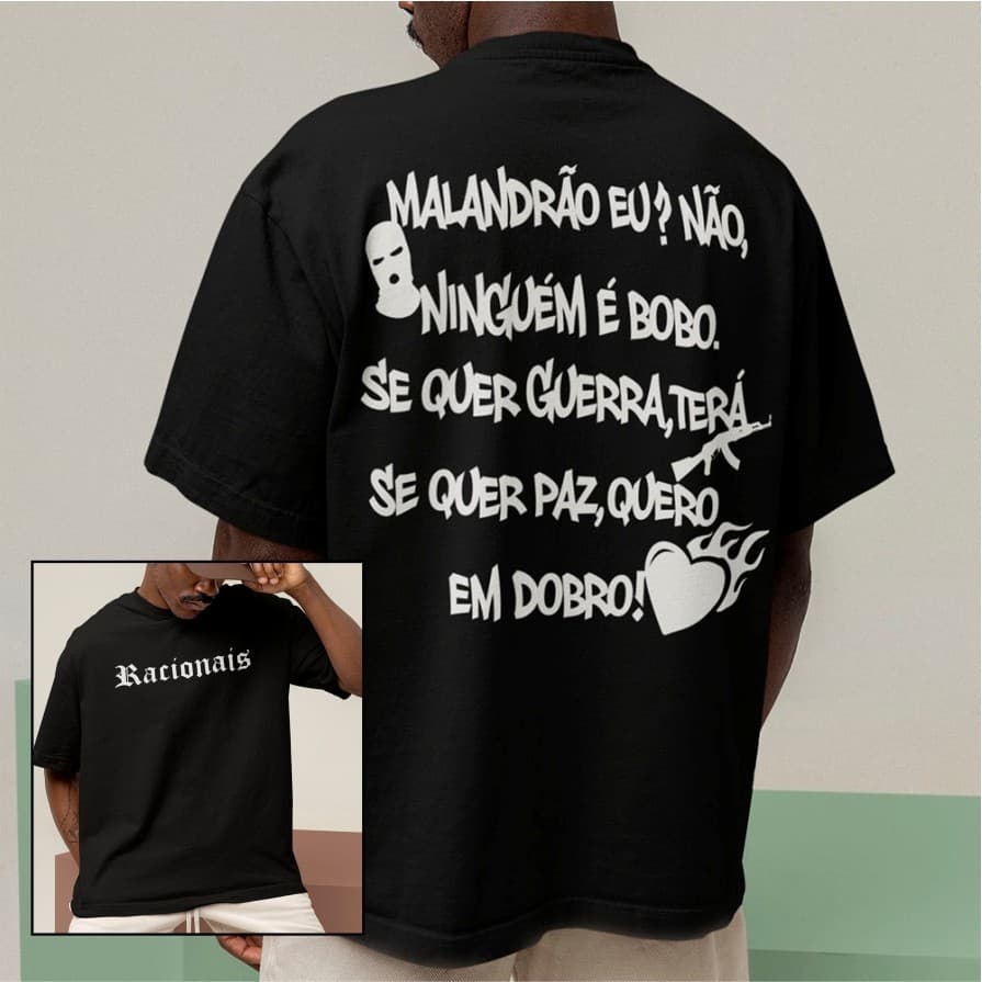Camiseta Racionais MC's Musica Frase Vida loka Camisa Streetwear HipHop Brasil Rap Algodão Premium