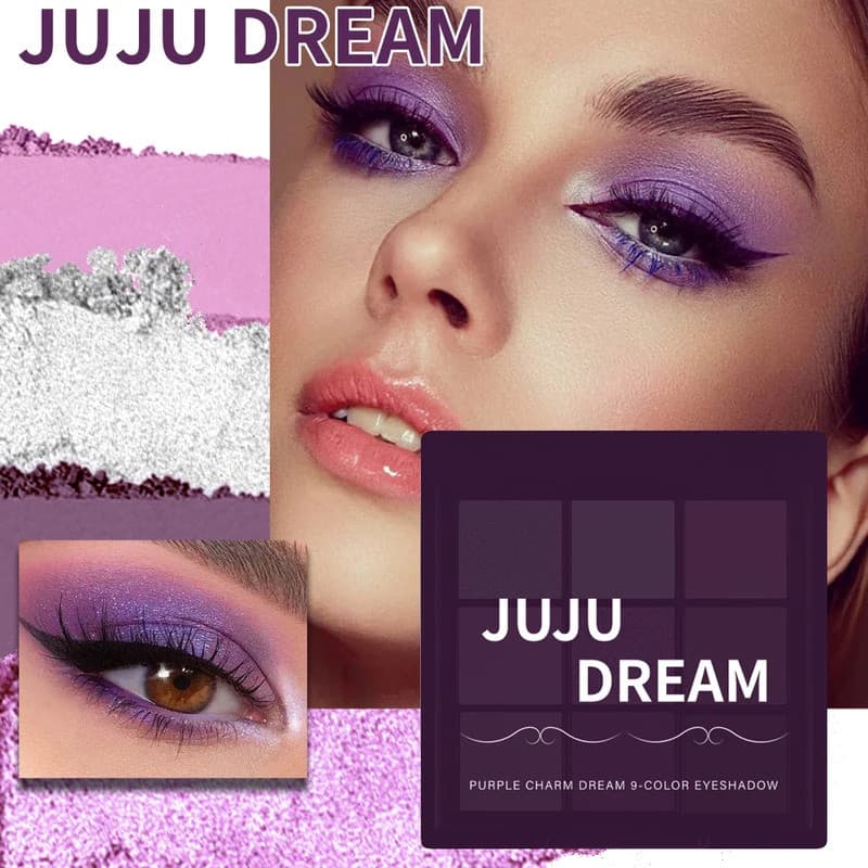 Paleta de sombras 9 cores tons roxo baixa saturação estilo smokey, à prova d'água e suor para maquiagem