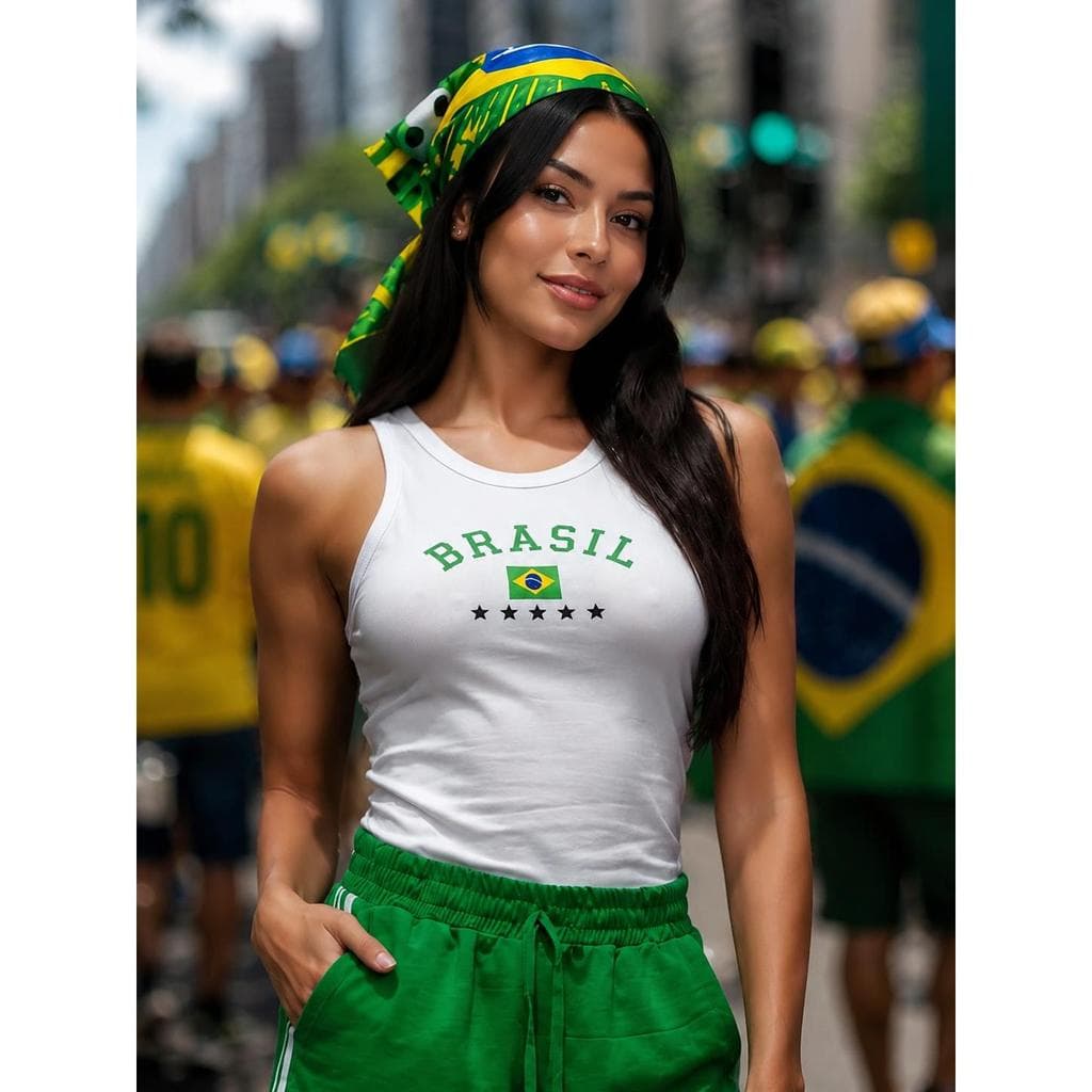 Regata Brasil em Tecido Canelado - Conforto e Estilo