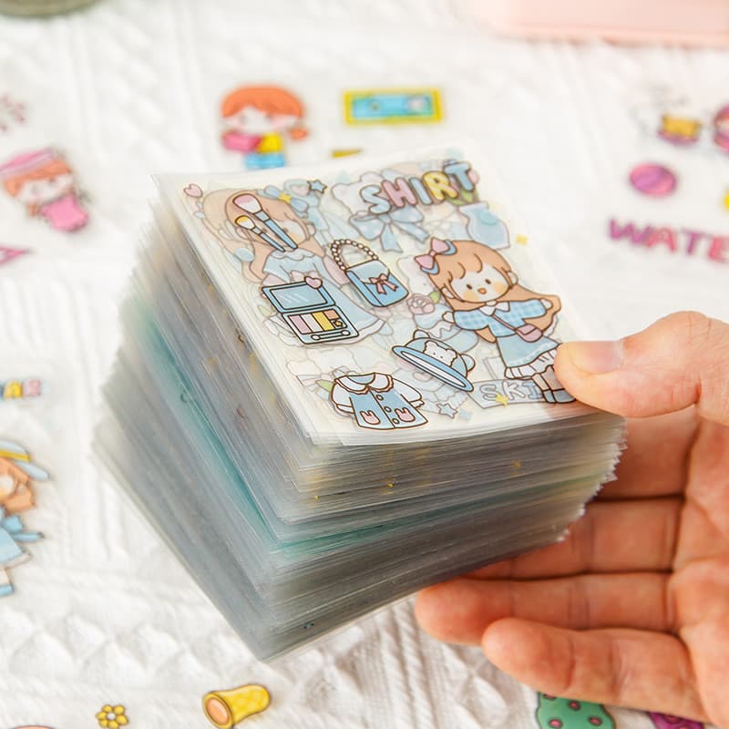 Manual em massa adesivos dos desenhos animados PET adesivos à prova dwaterproof água Material decorativo manual adesivos
