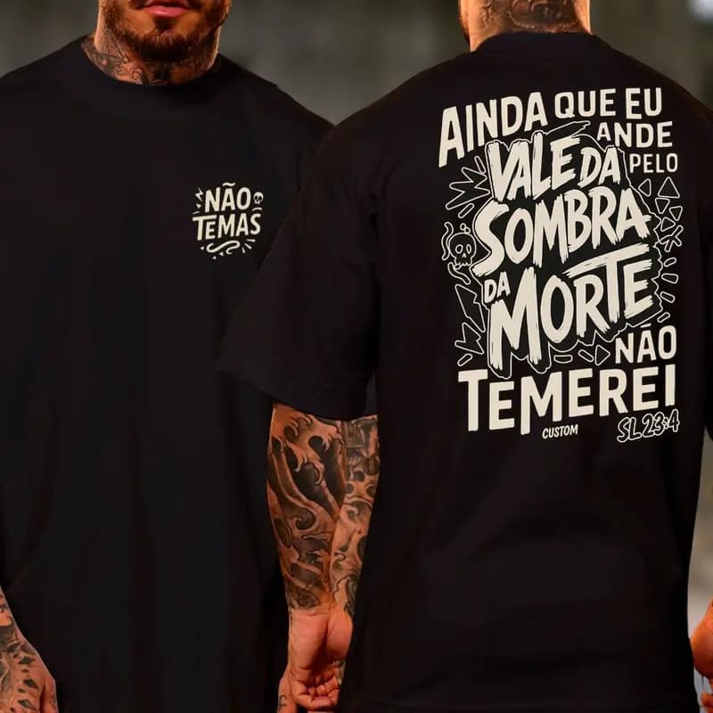 Camiseta Cristã Jesus Não Temerei Unissex 100% Algodão
