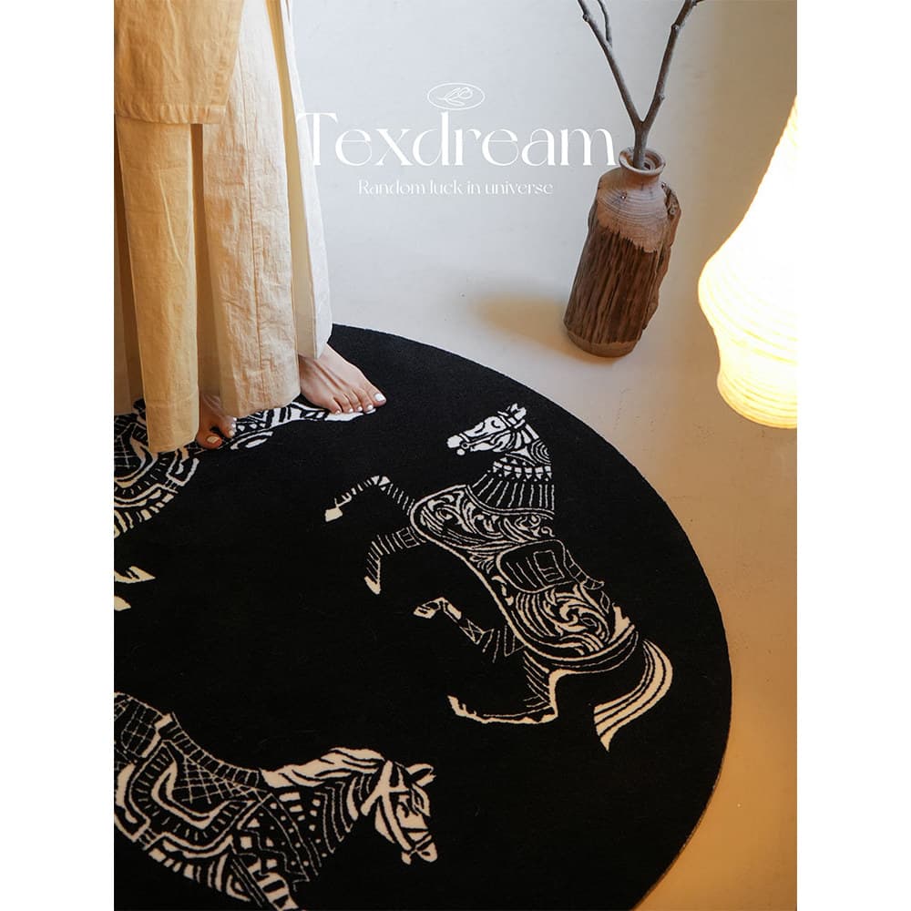Texdream atitude torta de cavalo real cobertor redondo estilo solitário luz luxo sofá mesa café tapete simples quarto co