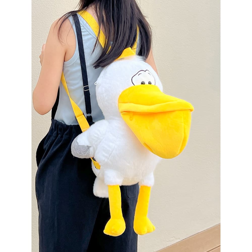 Mochila pelicano de pelúcia de desenho animado, boneca, boca grande, bolsa de armazenamento fofa de grande capacidade, m