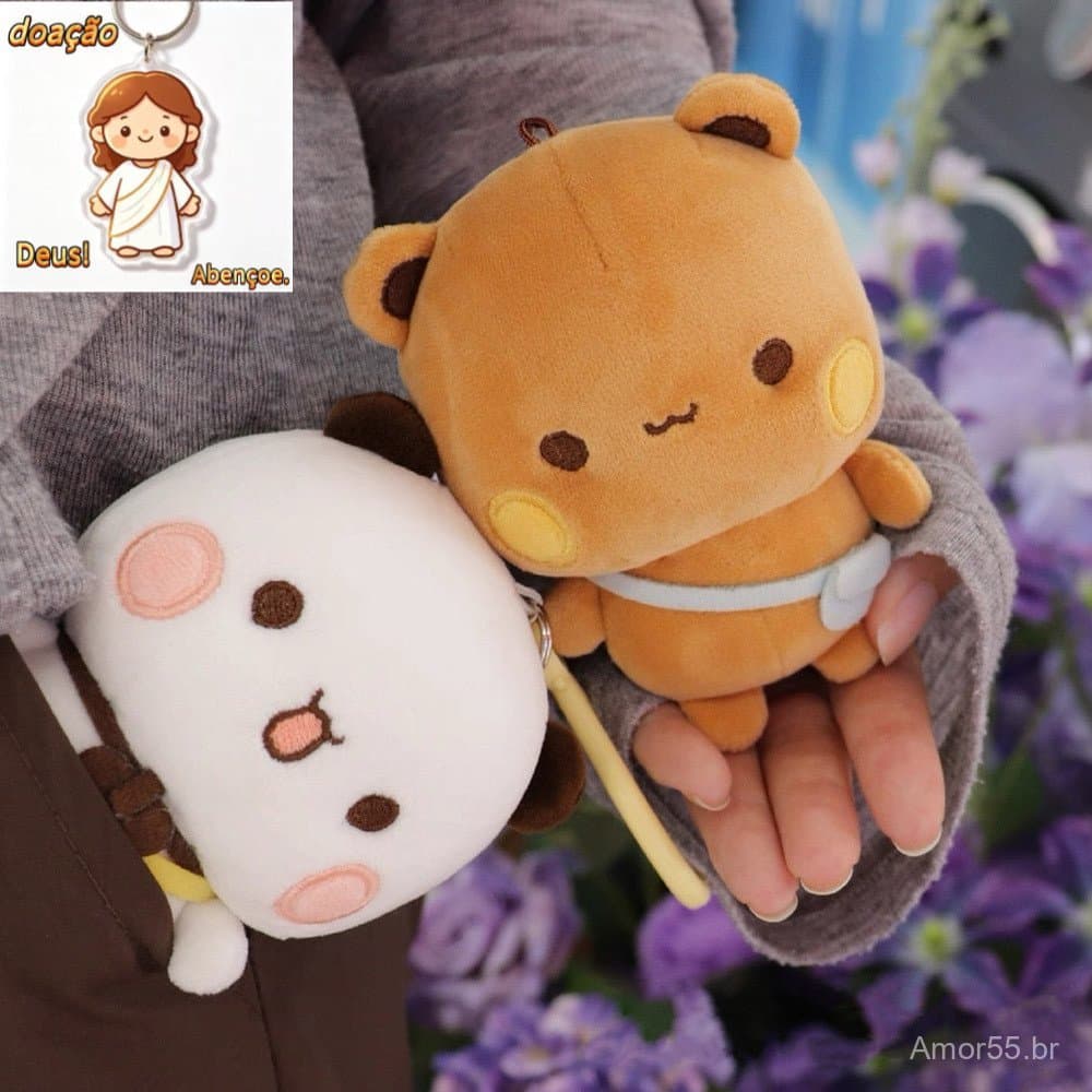 Bonito Panda Bubu E Dudu Pingente De Pelúcia Kawaii Animais Chaveiro Saco Enviar Crianças Meninas Presentes De Aniversár