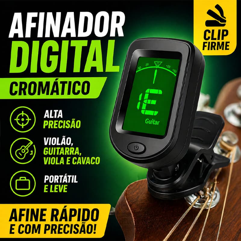 Afinador Digital Cromático Clip para Violão Guitarra Viola e Cavaco Alta Precisão Portátil