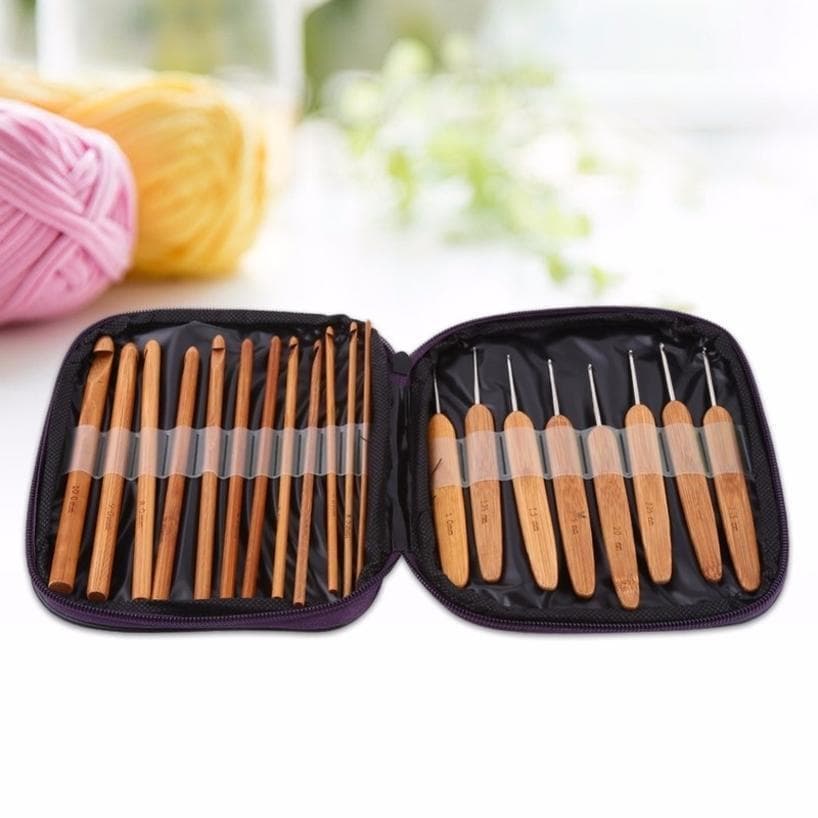 20 Pçs/set Gancho De Crochê Agulhas De Tricô De Aço Malha Bambu Lidar Com Circulares