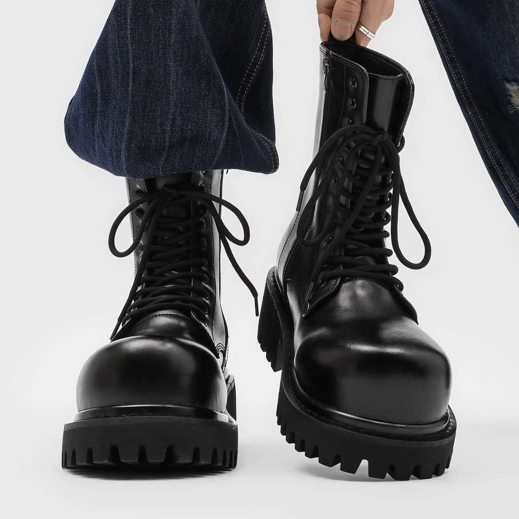 10CM invisível altura interna aumentando sapatos Martin botas masculinas de sola grossa dedo do pé redondo britânico Ret