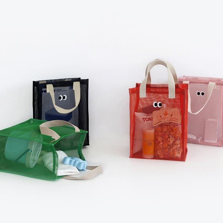 Selvagem visitante vendas diretas coreano Street Wear bolsa bonito Casual olhos malha saco de higiene pessoal praia dren