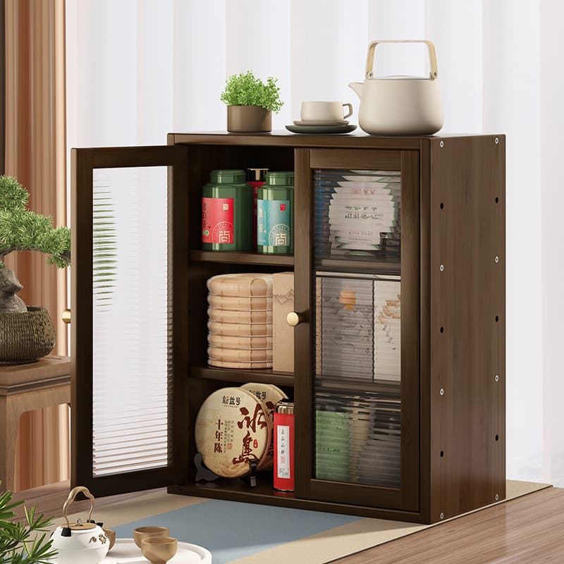 Desktop Bogu rack nova mesa de chá chinês Anti-poeira armário de chá conjunto de armazenamento armário de chá decoração