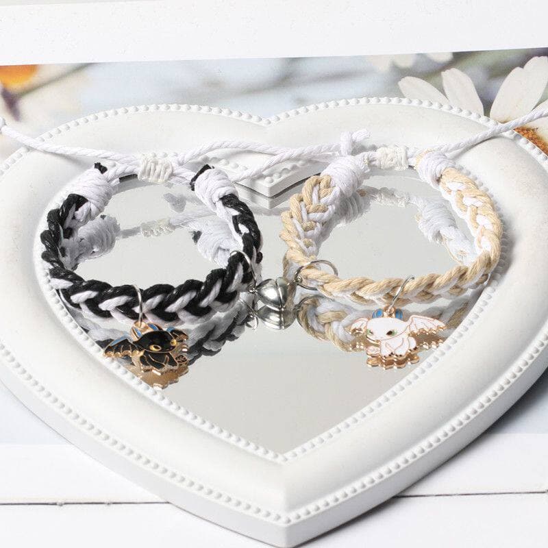 pulseira pulseira masculina Original ajustável trançado de duas cores desdentado amor magnético casal pulseira para namo