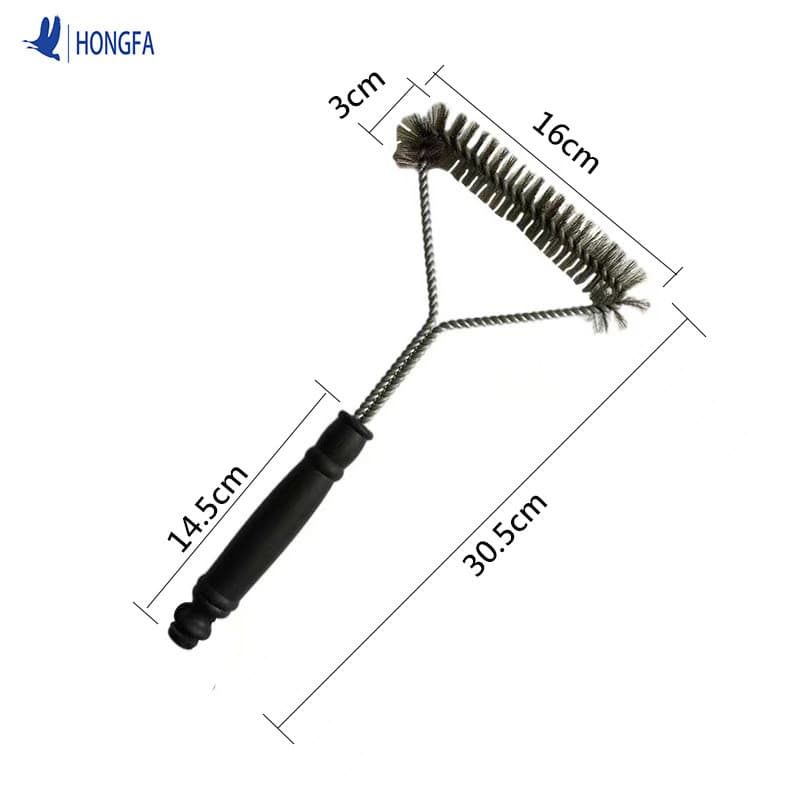 Utensílios para churrasco, escova de limpeza para churrasco, escova de arame de aço inoxidável para grelha embalada indi