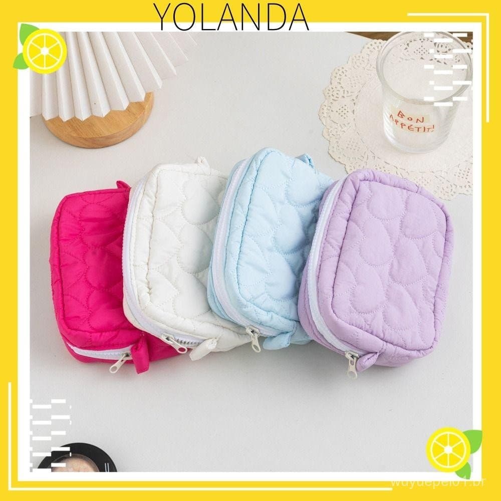 YOLANDAGOODS Mini Bolsa Cosmética , Bolsas De Armazenamento De Viagem Em Cores Doces Da Moda Mão Femininas Fofas Para Es