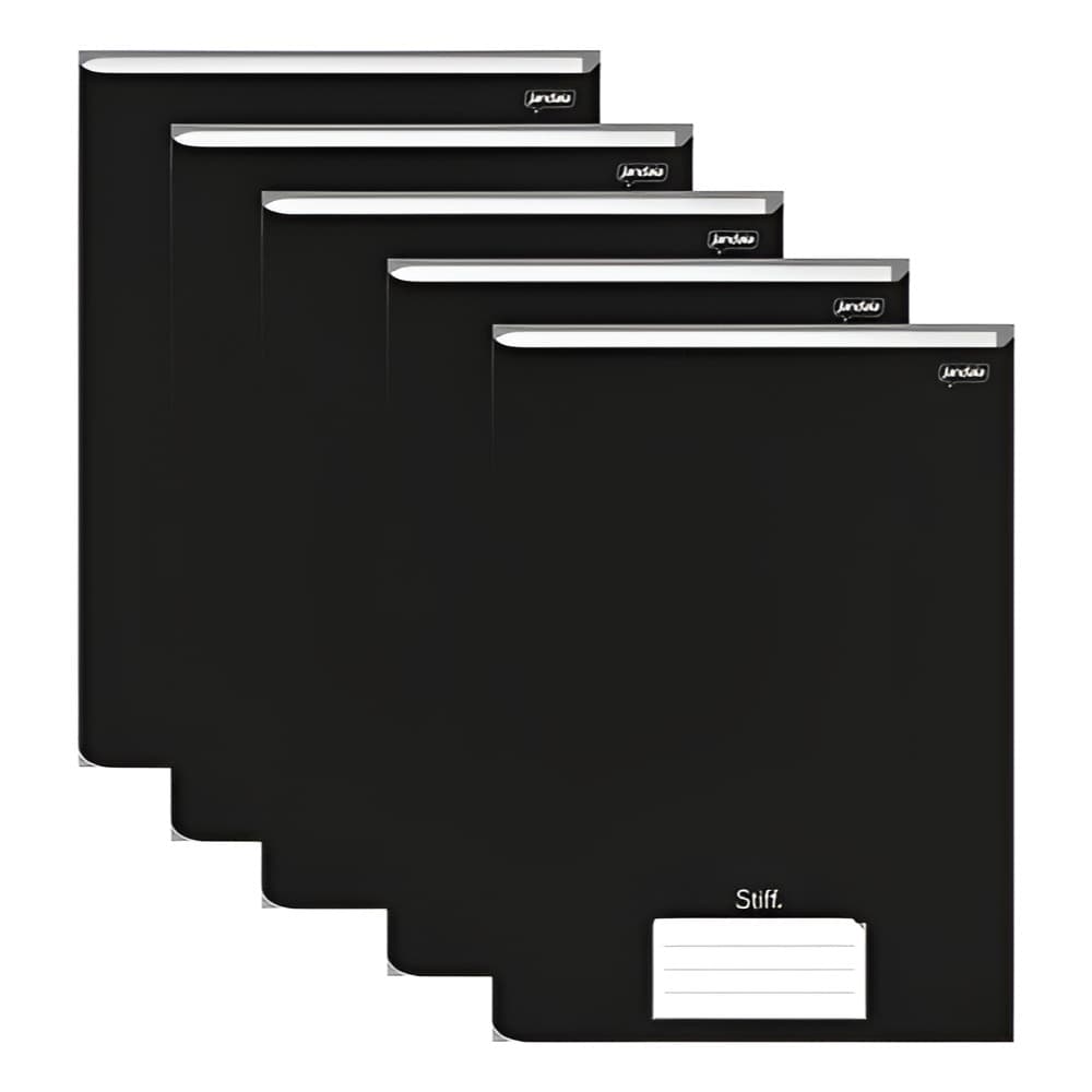 Caderno Brochura 1/4 Preto Capa Dura 96 Folhas Stiff - 5 Un Preto