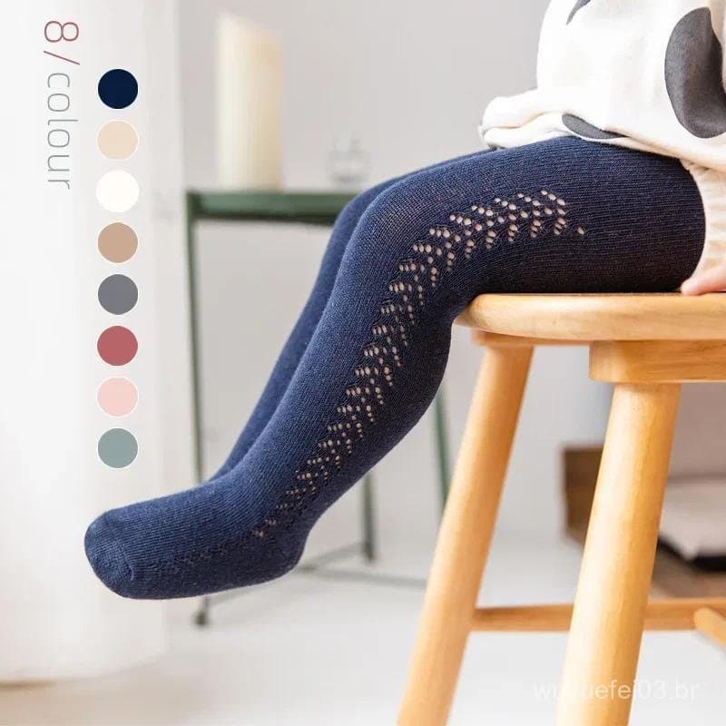 Bebê Meninas Collants Primavera Verão Meias De Algodão Respirável Sólido Bonito Infantil Estilo Espanês Princesa Meia-Ca