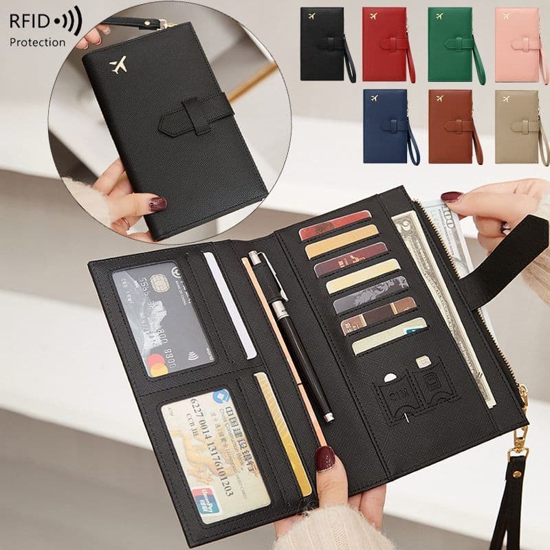 2025 novo estilo RFID Anti-magnético saco de passaporte zíper fivela saco de documentos titular do passaporte multifunci