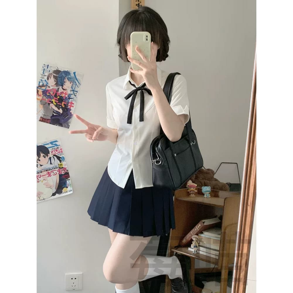 [Original] Berry Meow jk Hall Camisa de manga curta Camisa branca jk Estilo japonês Uniforme estilo formal Verão All-Mat