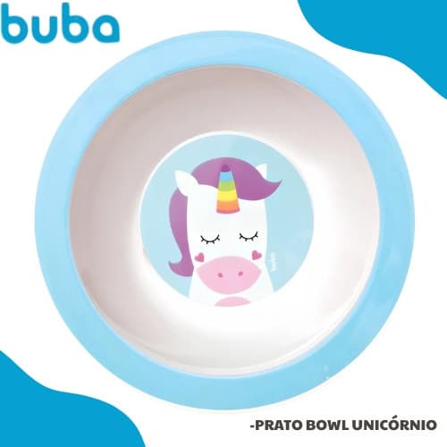 Prato Bowl Buba Animal Fun Unicórnio Alimentação Refeição Prato Bebê Infantil Introdução Alimentar