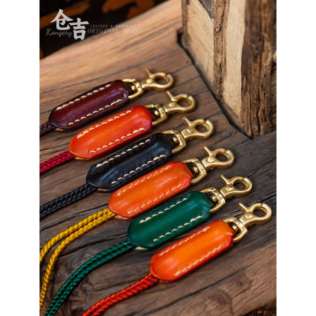 Cangyo cordão de couro artesanal, corda de escala de dragão, acessórios de autorização de trabalho, corda de cartão de ô