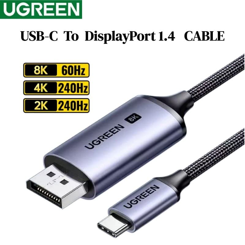 Cabo De Vídeo UGREEN Bidirecional 8K/60Hz UsbC Para Displayport1.4 Projeção MacBook