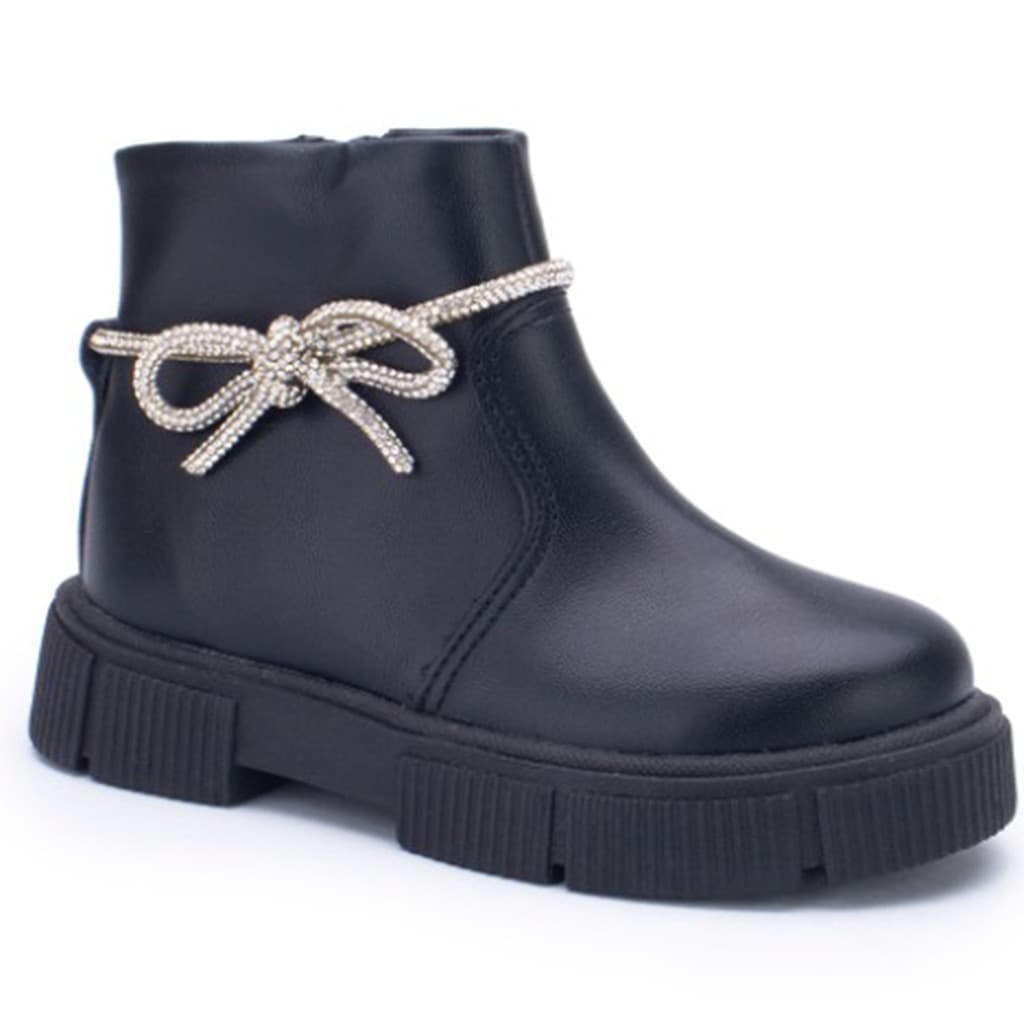 Bota Coturno Mini Sua Cia Preta Detalhe Strass Menina Nº 20 ao 27 Feminino Luxo