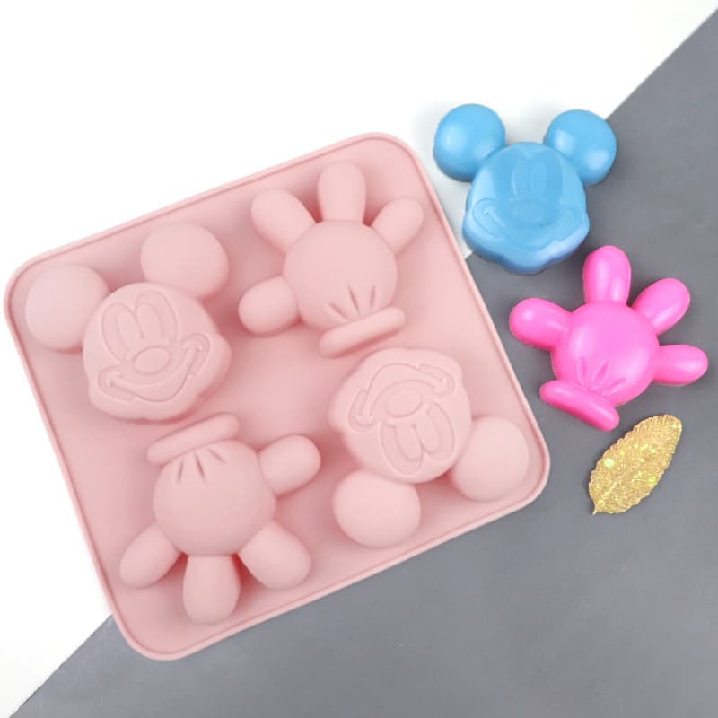 Molde de silicone para bolo em 4 peças com desenhos animados, molde para decoração de chocolate, utensílio de cozinha pa
