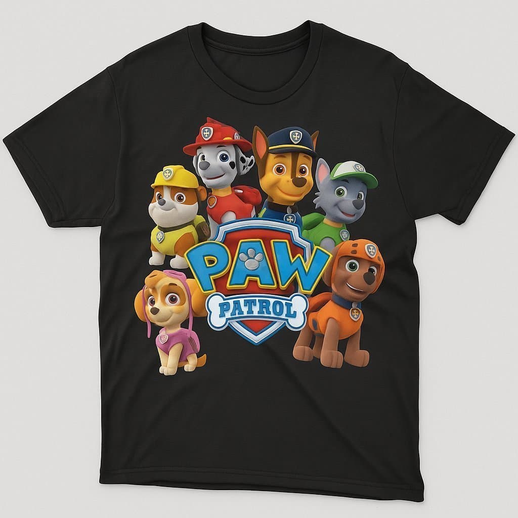 Camiseta Infantil Patrulha Canina 100% Algodão Menino Menina Estampa Personagens