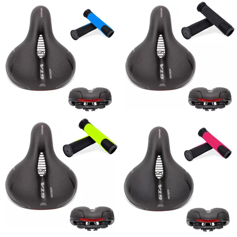 BANCO BIKE SELIM BICICLETA CONFORTO GEL MACIO+MANOPLA PUNHO