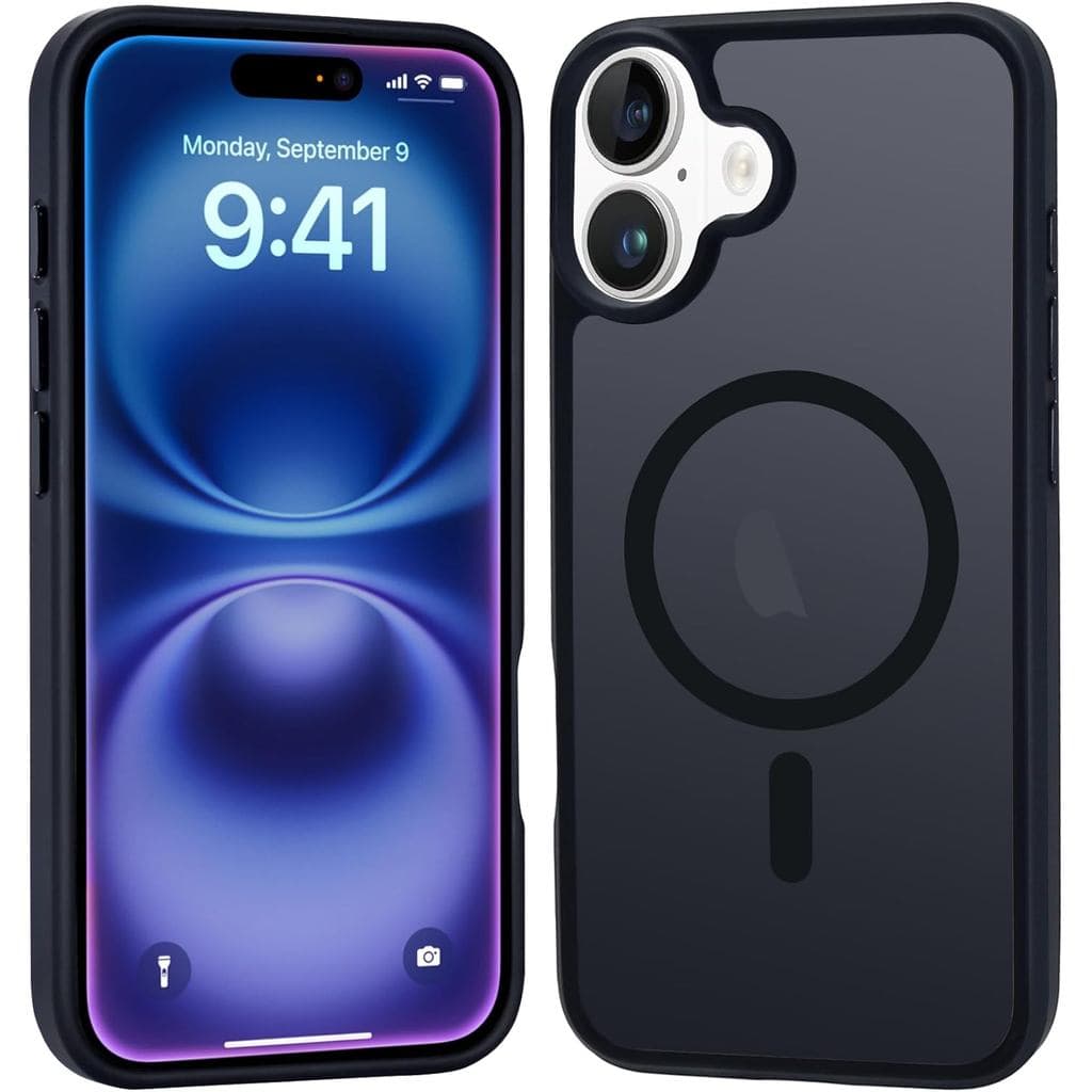 Capa Magnética para iPhone 16 Plus, Parte Traseira Translúcida Fosca, Anti-Impressões Digitais, Capa Fina à Prova de Cho