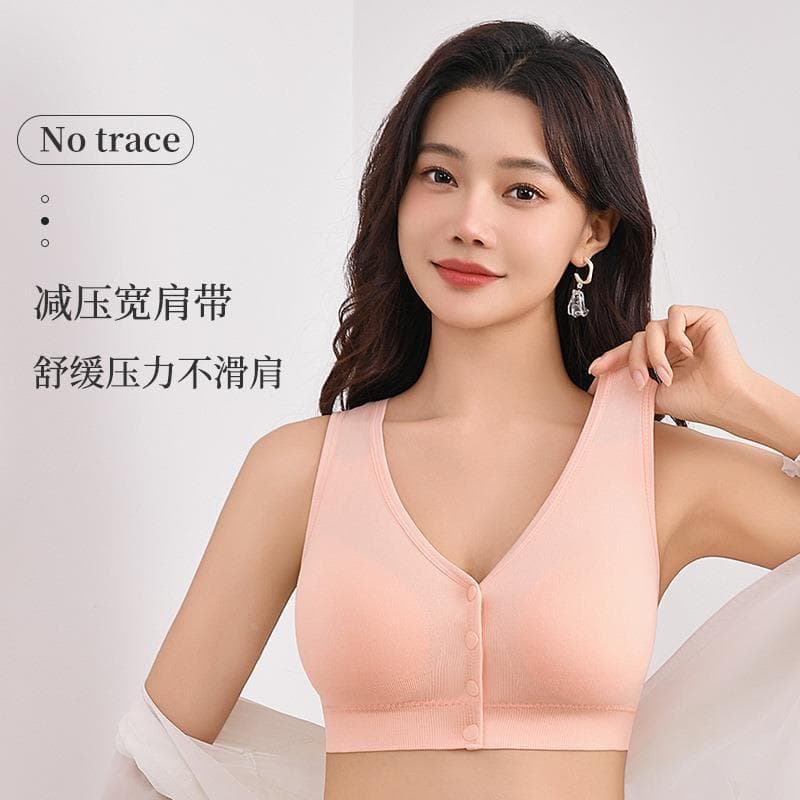 Estilo fino sem fio botão aberto roupa interior feminina reunir respirável bonito volta seios grandes pequeno colete de