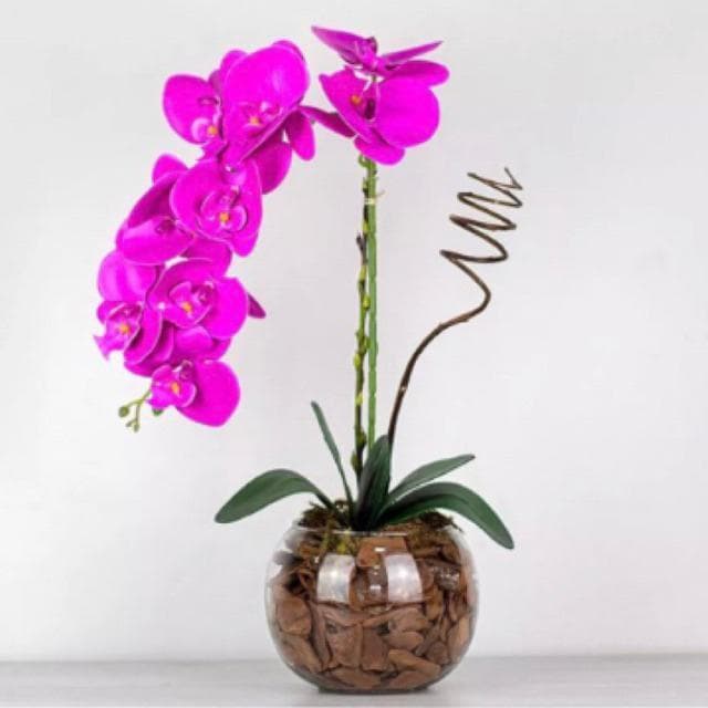 Arranjo  Orquídea Silicone Artificial Em Vaso de Vidro Arranjo Decoração Sofisticada Elegante