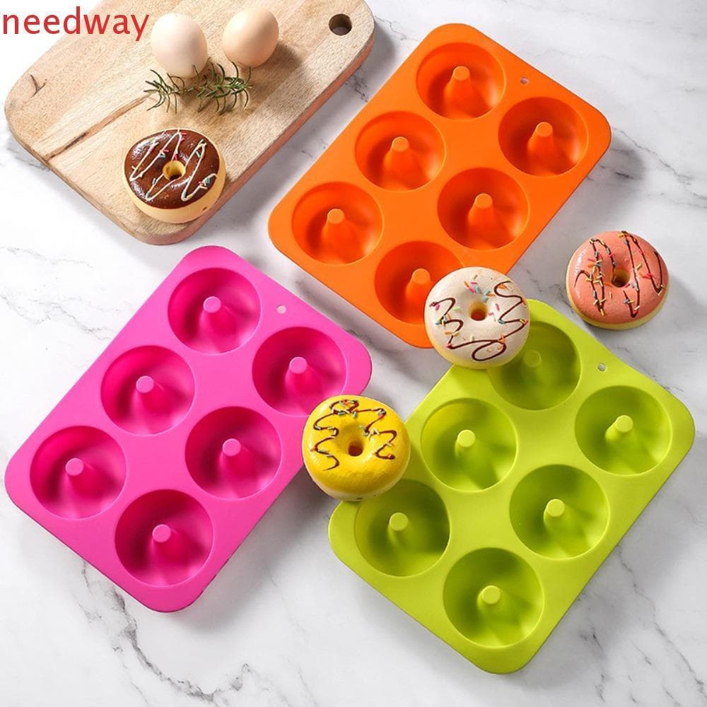 NEEDWAYB 3 Peças De Molde De Rosquinha , Assadeira Retangular Macia De 6 Cavidades , Sobremesa DIY De Silicone Antiadere