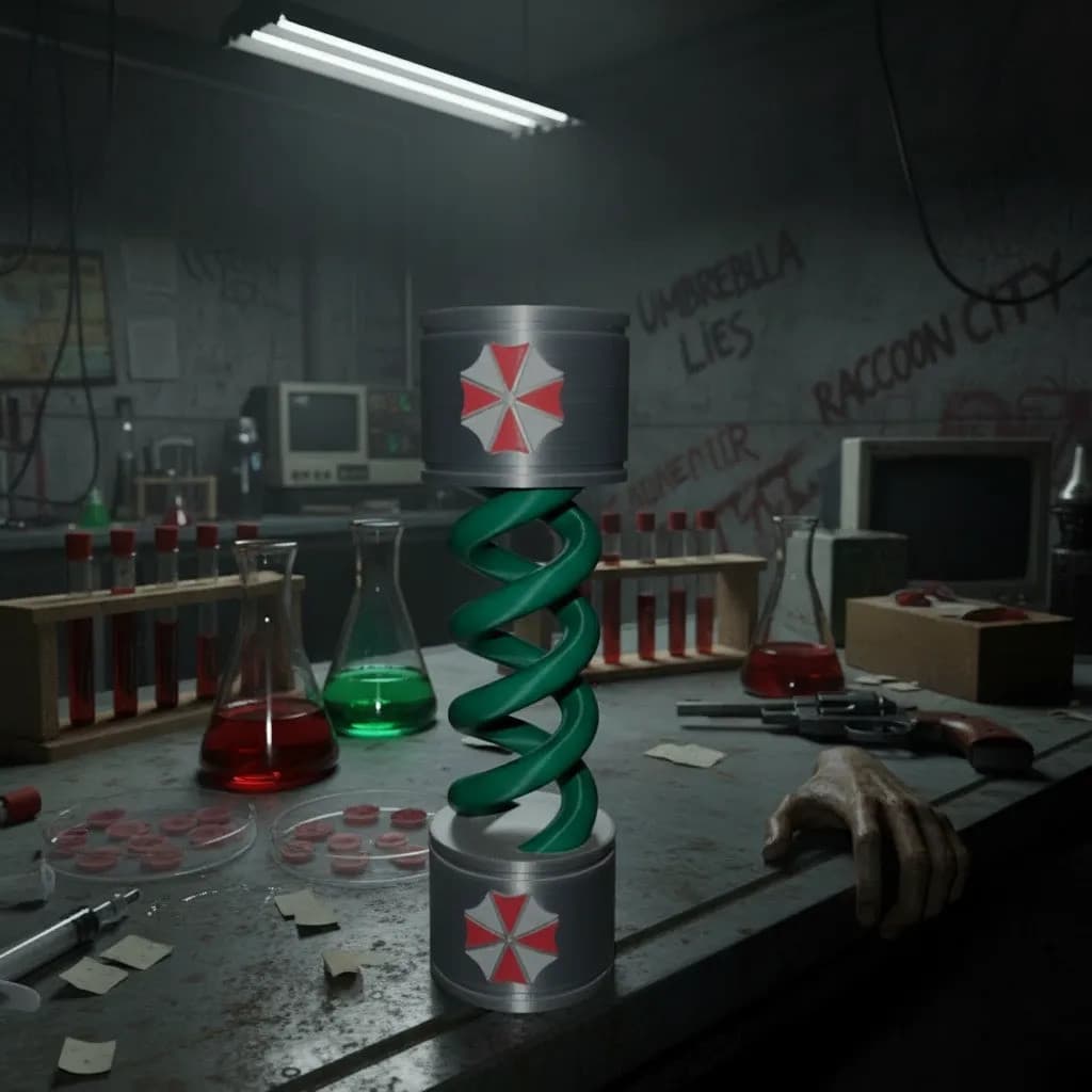 T-Virus Verde Umbrella Resident Evil Filme Games Impressão 3D 13cm Grande