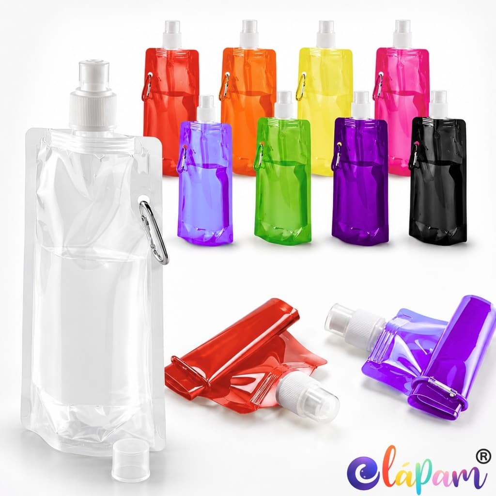 Squeeze Dobrável Portátil Garrafa Flexível para Água com Mosquetão Academia Camping Caminhada Viagem Esporte