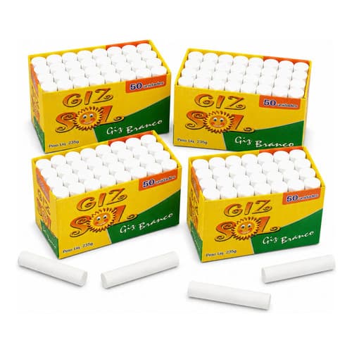 Giz Lousa Branco Para Quadro Negro Caixa 200 Unidades