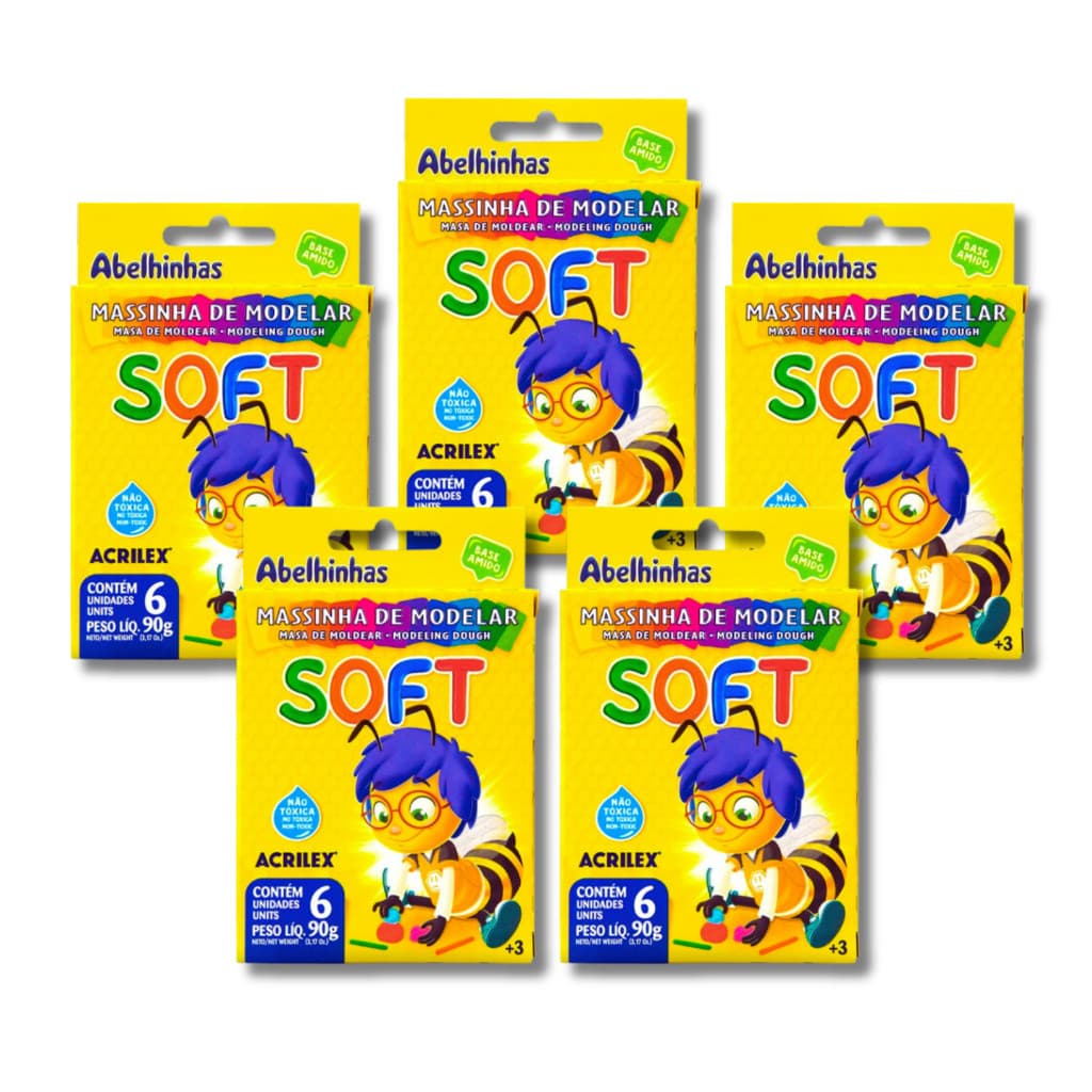Kit 5 Caixas de Massinha de Modelar Colorida 30 Unidades