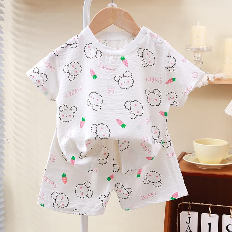Novo estilo nuvem algodão terno de manga curta das crianças de manga curta terno de duas peças casa Casual Wear bebê mei