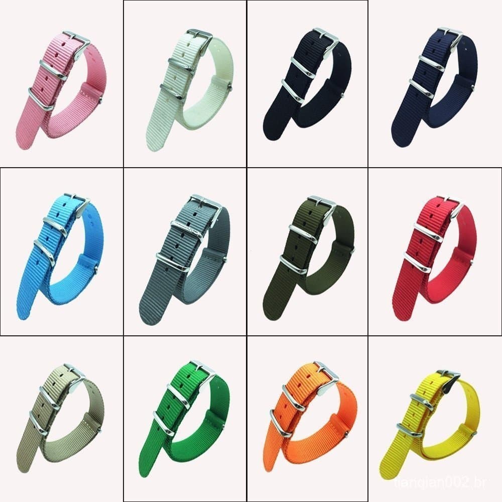 Fivela De Relógio De Nylon NATO Pino De Pulseira 18mm 20mm 22mm Acessórios De Substituição Listrada Preto , Azul , Marro
