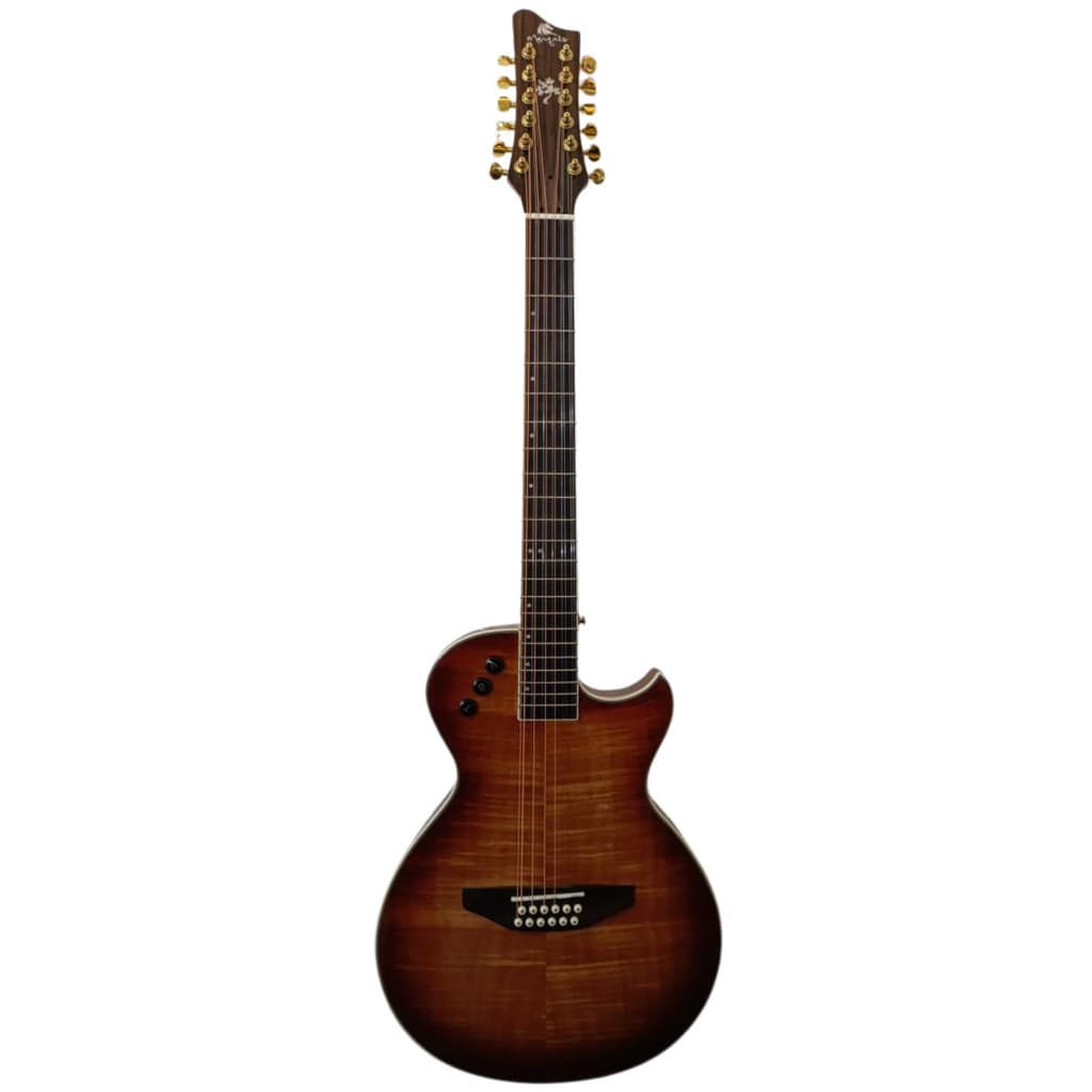 Violão de Aço 12 Cordas Eletrico Flat Marquês Tigrado Com Bag