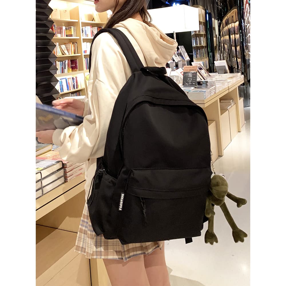 Mochila escolar feminina para estudantes do ensino médio, mochila preta para estudantes universitários, simples, ensino