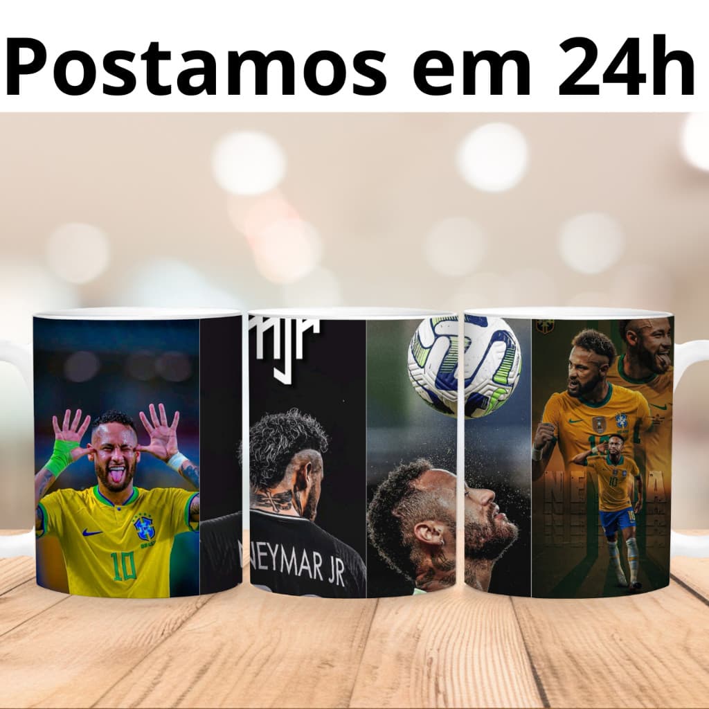 Caneca Xícara Personalizada Neymar Jr Porcelana 325ml Presente Futebol