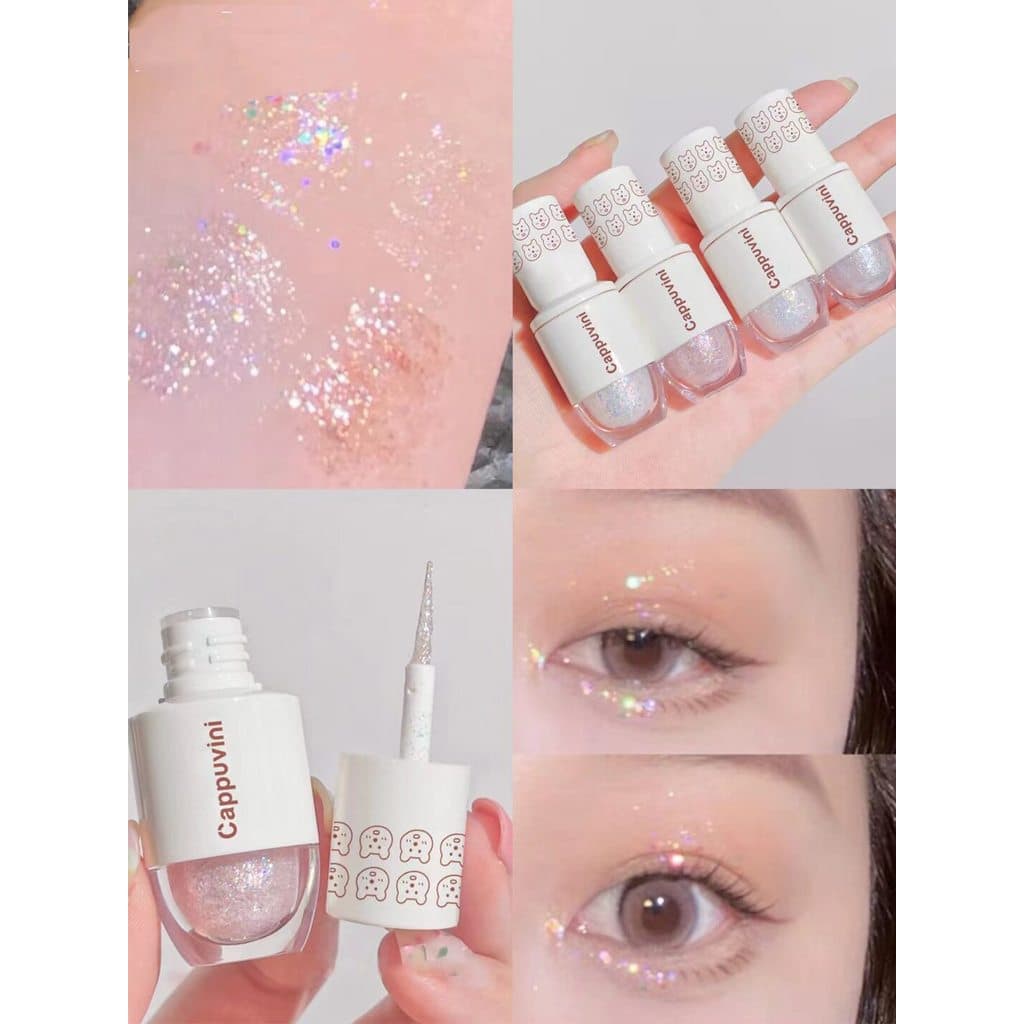 Influenciador cartão de maquiagem bolha Winnie the Pooh boliche sombra líquida pérola Glitter lantejoulas brilhantes uma