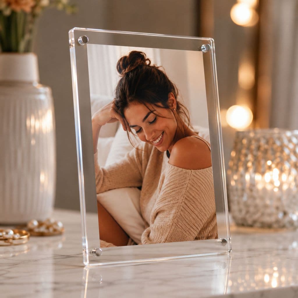 Porta Retrato Acrílico10x15 com Ímã para Geladeira e Mesa Decoração