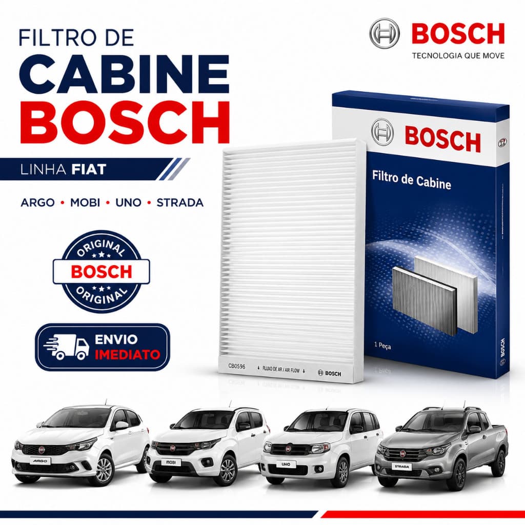Filtro Ar Condicionado Bosch CB0596 Fiat Argo Mobi Uno Strada Cronos Grand Siena Fiorino Pulse Original