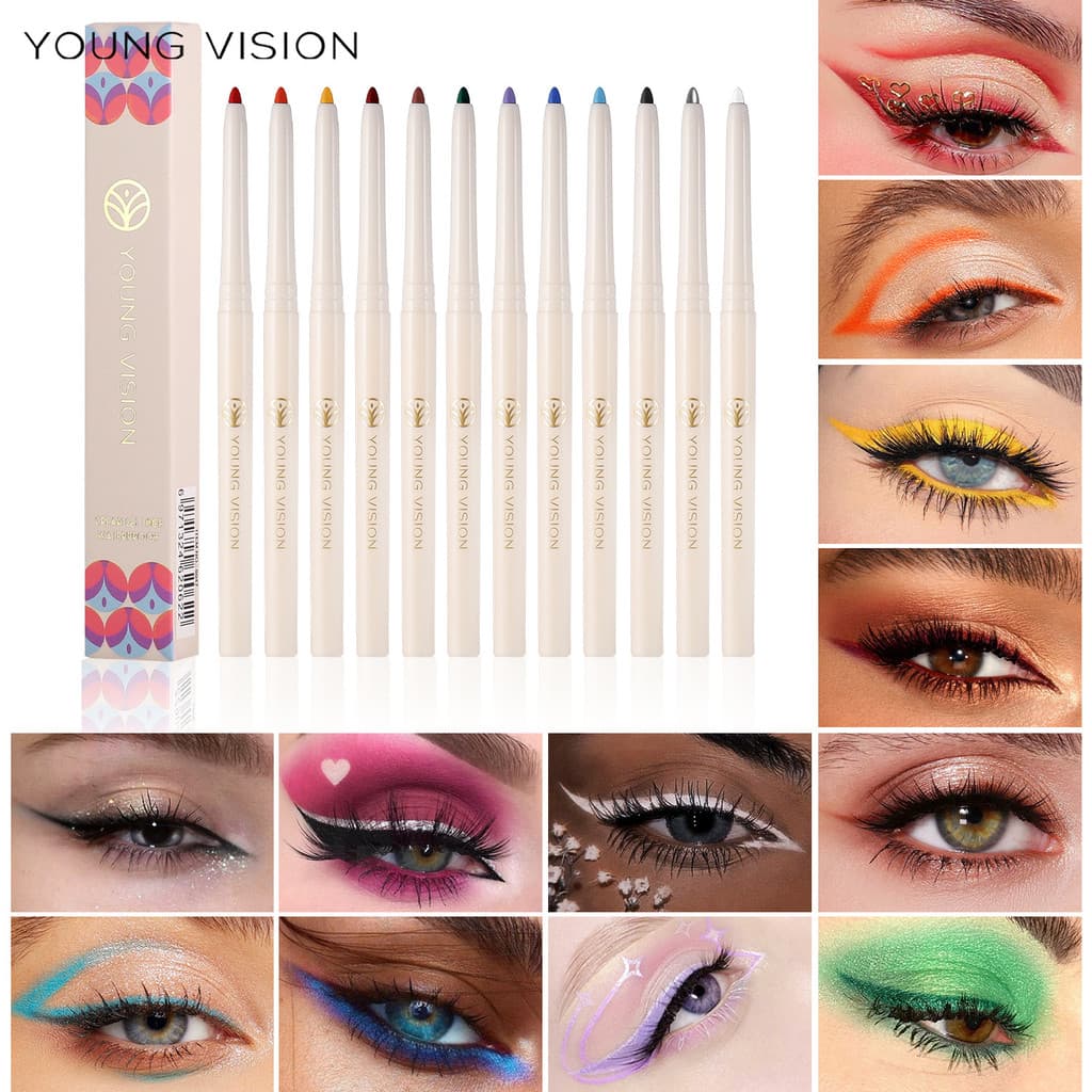 Caneta De gel Delineador anti-Manchas Fosca Perolada De 12 Cores , Delineadora Rotativa , Sombra Para Os Olhos