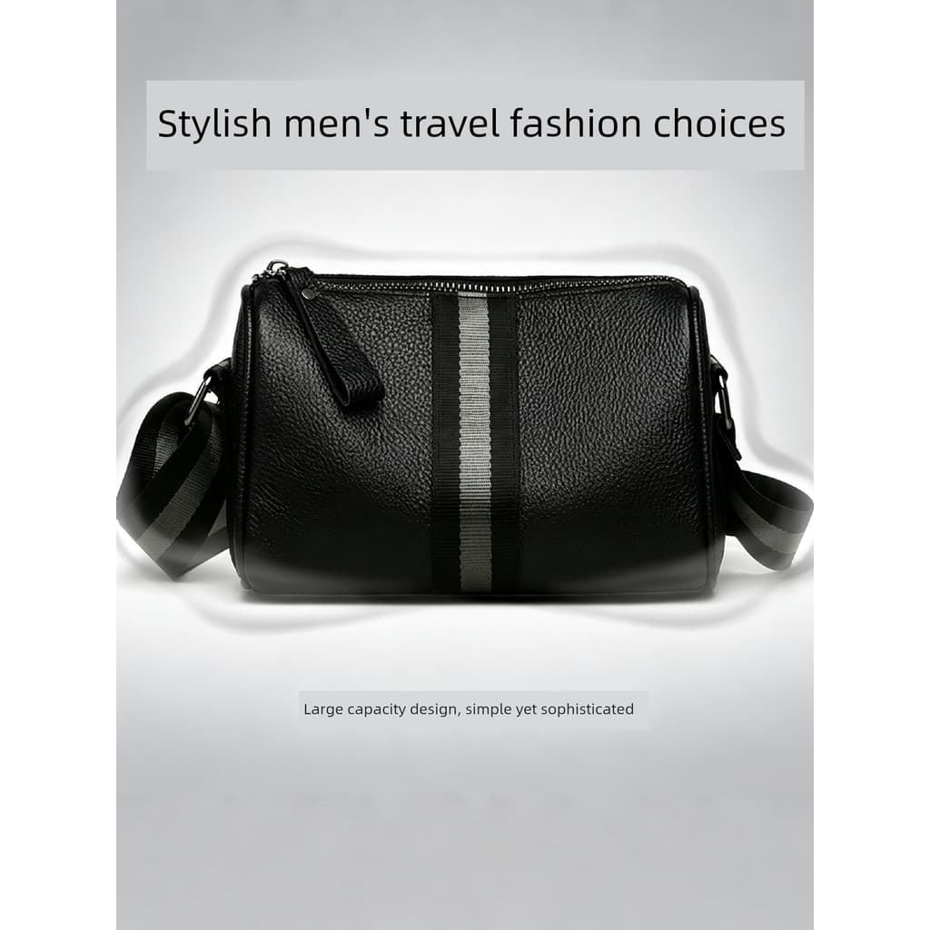 Bolsa masculina simples de couro genuíno, bolsa de ombro de primeira camada de couro leve e Fashion, bolsa mensageiro ma