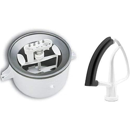 KitchenAid KSMDRTVICE3 Sorveteira De 2 Quartos E Acessórios Para Misturador De Suporte De Pacote De Batedor De Borda Fle