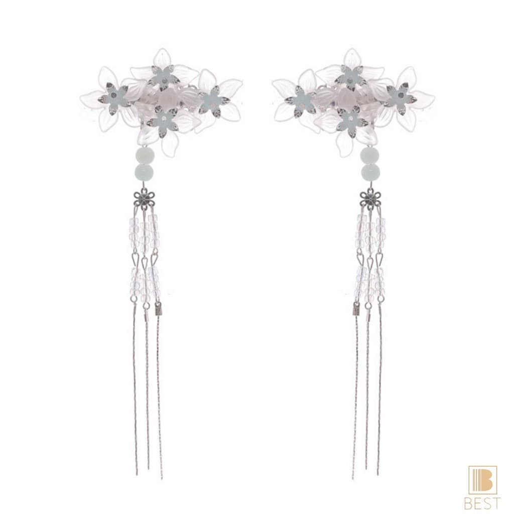 2 Peças De Grampo De Cabelo Com Flor De Strass-Acessório De Vestido Cheongsam Chinês