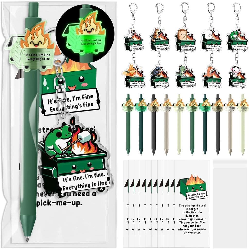 10 Conjuntos de Presentes Divertidos com Tema de Lixeira Incendiada para Trabalhadores Sociais, Caneta Esferográfica, Ch